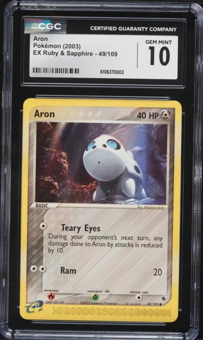 2003 Pokemon EX Ruby & Sapphire Aron #49 CGC 10 GEM MINT