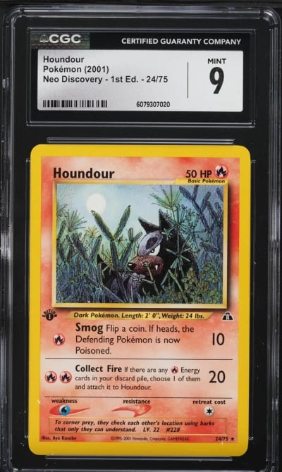 2001 Pokemon Neo Discovery 1st Edition Houndour #24 CGC 9 MINT