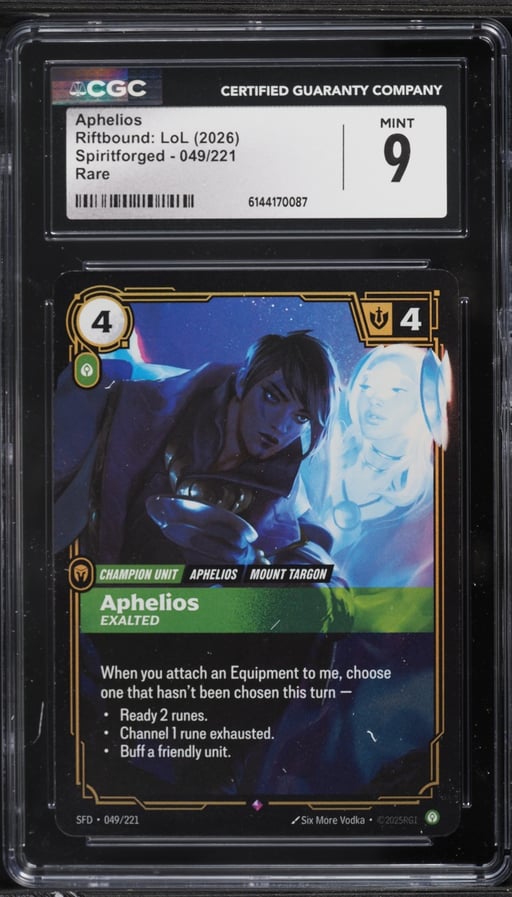 2026 Riftbound League Of Legends Spiritforged Aphelios #049 CGC 9 MINT