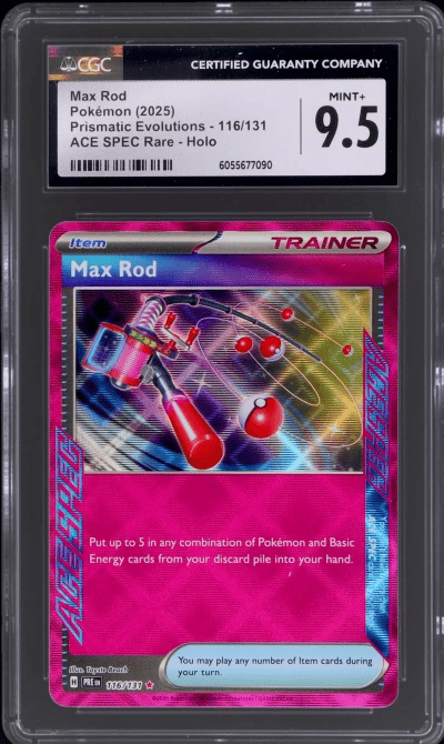 2025 Pokemon Scarlet and Violet Prismatic Evolutions Ace Spec Rare Max Rod #116 CGC 9.5
