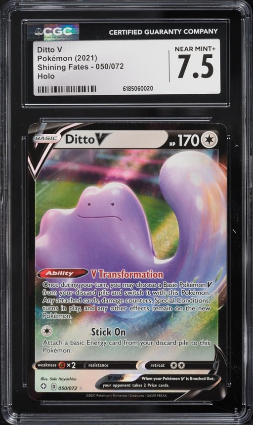 2021 Pokemon Sword & Shield Shining Fates Holo Ditto V #50 CGC 7.5 NRMT+