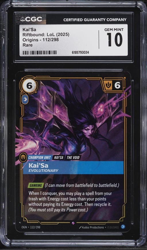 2025 Riftbound League Of Legends LoL Origins Kai'Sa #112 CGC 10 GEM MINT