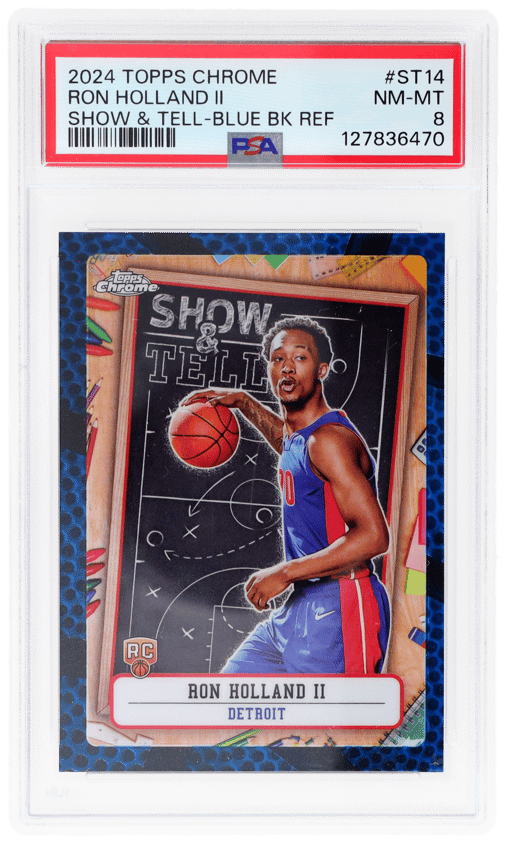 2024 Topps Chrome Show and Tell Blue Basketball Refractor Ron Holland II #ST14 PSA 8