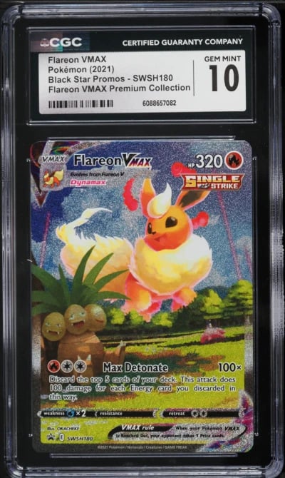 2021 Pokemon Sword & Shield Promo Premium Collection Flareon VMAX #SWSH180 CGC 10 GEM MINT