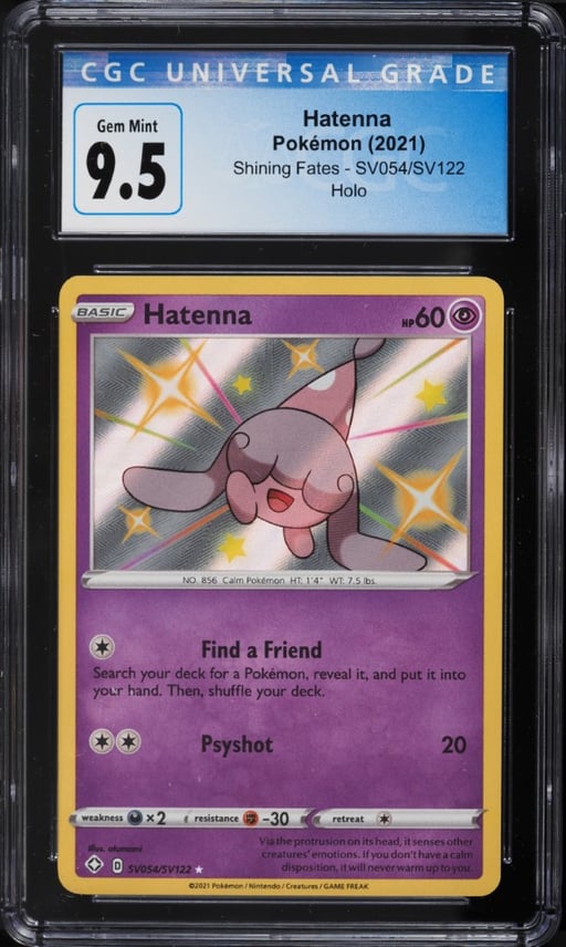 2021 Pokemon Sword & Shield Shining Fates Shiny Hatenna #SV54 CGC 9.5 GEM MINT