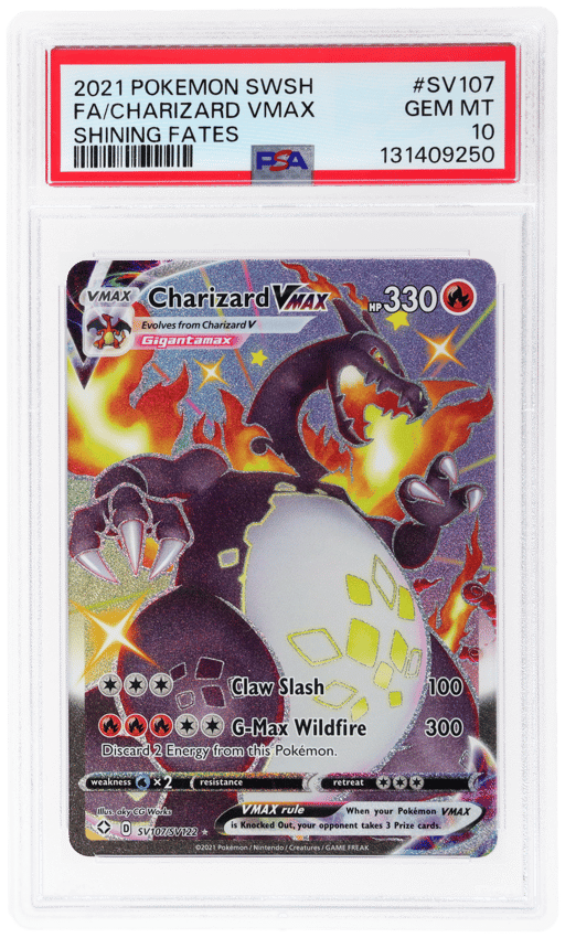 2021 Pokemon Sword and Shield Shining Fates Charizard Vmax #SV107 PSA 10
