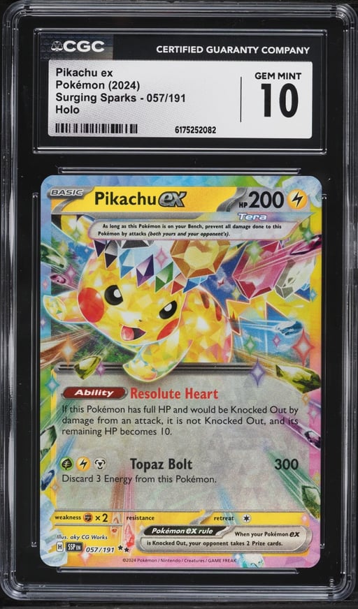 2024 Pokemon Scarlet & Violet Surging Sparks Holo Pikachu EX #57 CGC 10 GEM MINT