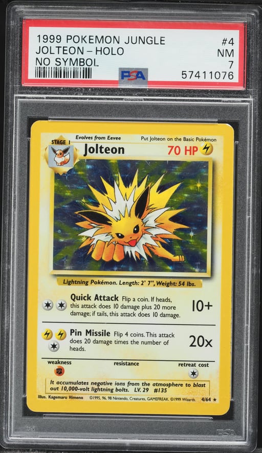 1999 Pokemon Jungle No Set Symbol Holo Jolteon #4 PSA 7 NRMT