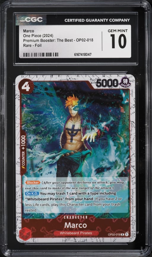 2024 One Piece Premium Booster: The Best Foil Marco #OP02-018 CGC 10 GEM MINT