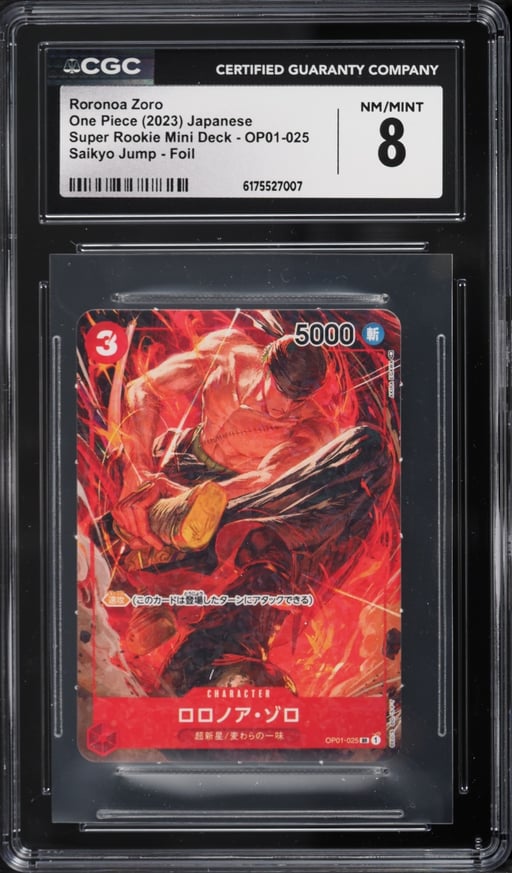 2023 One Piece Japanese Super Rookie Mini Deck Saikyo Jump Foil SR Alt Art Roronoa Zoro CGC 8
