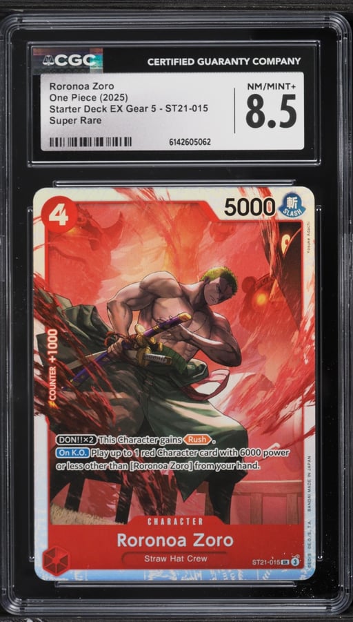 2025 One Piece Starter Deck EX Gear 5 SR Roronoa Zoro #ST21-015 CGC 8.5 NM-MT+