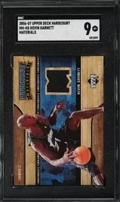2006 Upper Deck Hardcourt Materials Kevin Garnett PATCH #HM-KG SGC 9 MINT