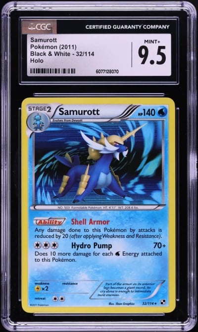 2011 Pokemon Black & White Holo Samurott #32 CGC 9.5 MINT+