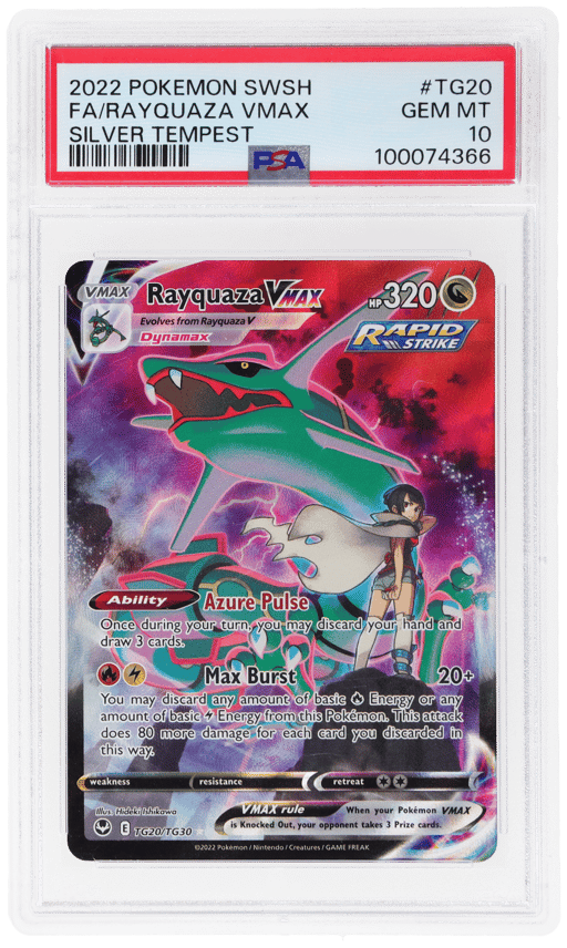 2022 Pokemon Sword and Shield Silver Tempest Trainer Gallery Rayquaza Vmax #TG20 PSA 10