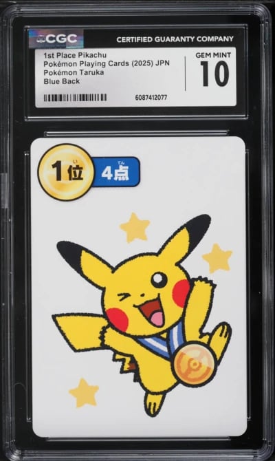 2025 Pokemon Japanese Playing Cards Taruka Blue Back 1st Place Pikachu CGC 10 GEM MINT