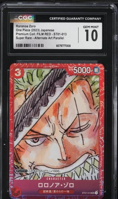 2023 One Piece Japanese Premium Film Red Alt Art Roronoa Zoro #ST01-013 CGC 10 GEM MINT