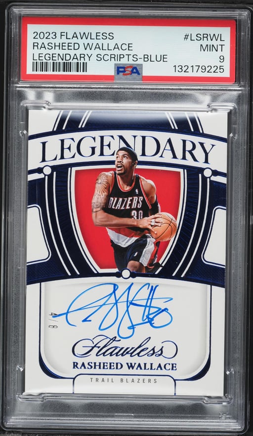 2023 Panini Flawless Legendary Scripts Blue Rasheed Wallace AUTO /8 #LS-RWL PSA 9 MINT