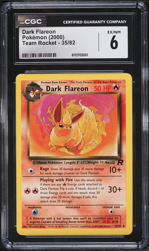 2000 Pokemon Team Rocket Dark Flareon #35 CGC 6 EXMT