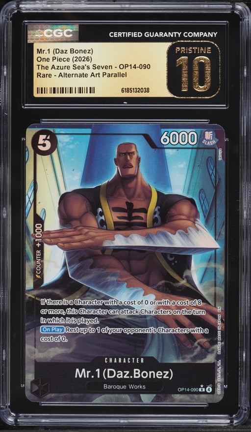 2026 One Piece The Azure Sea's Seven Alt Art Mr.1 Daz Bonez #OP14-090 CGC 10 PRISTINE