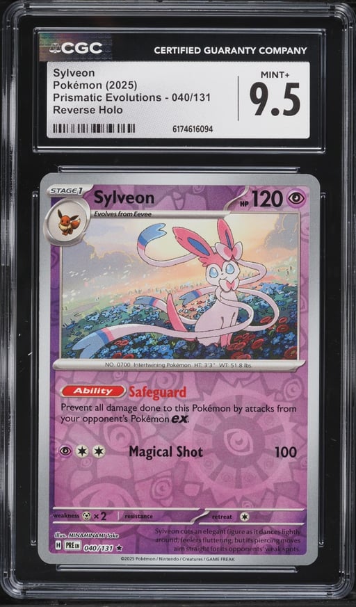 2025 Pokemon Scarlet & Violet Prismatic Evolutions Reverse Holo Sylveon #40 CGC 9.5 MINT+