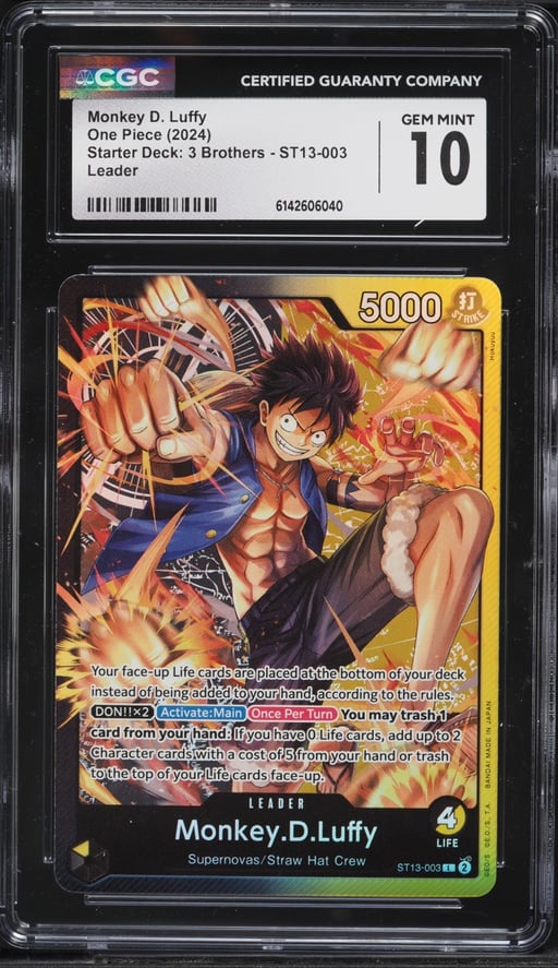 2024 One Piece Starter Deck 3 Brothers Leader Monkey D. Luffy #ST13-003 CGC 10 GEM MINT