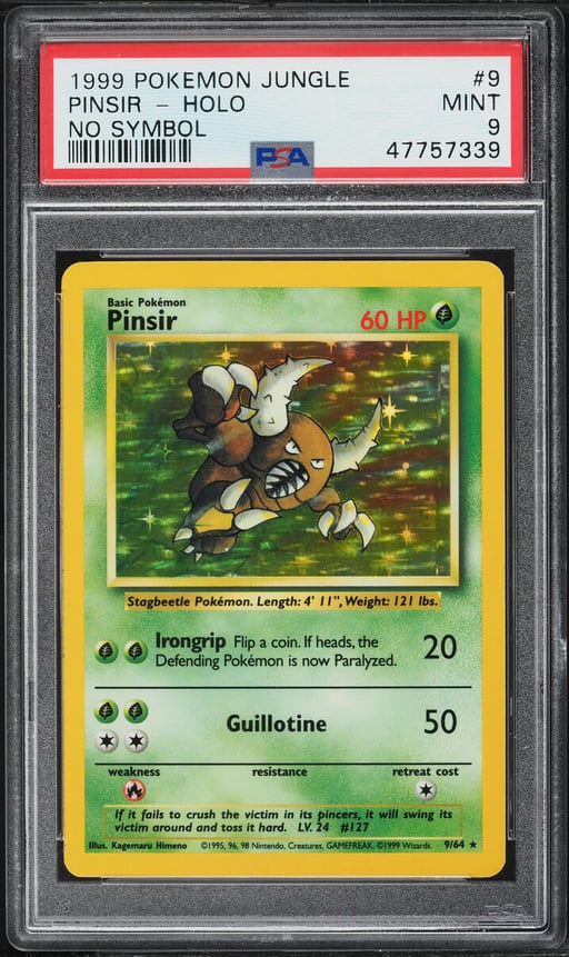 1999 Pokemon Jungle No Set Symbol Holo Pinsir #9 PSA 9 MINT