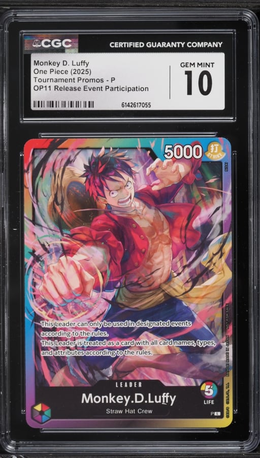 2025 One Piece Promo OP11 Release Event Participation Leader Monkey D. Luffy #P CGC 10 GEM MINT