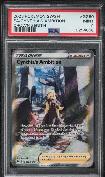 2023 Pokemon SWSH Crown Zenith Full Art Cynthia's Ambition #GG60 PSA 9 MINT