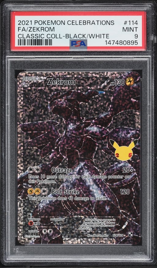 2021 Pokemon Sword & Shield Celebrations Classic Collection Full Art Zekrom #114 PSA 9 MINT