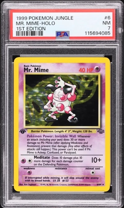 1999 Pokemon Jungle 1st Edition Holo Mr. Mime #6 PSA 7 NRMT