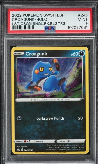 2022 Pokemon Sword & Shield Promo Lost Origin Holo Croagunk #245 PSA 9 MINT