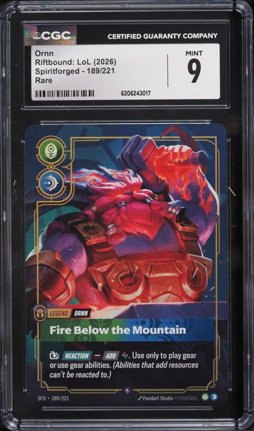 2026 Riftbound League Of Legends LoL Spiritforged Ornn #189 CGC 9 MINT