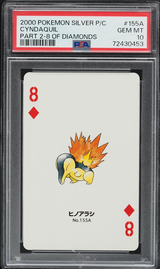 2000 Pokemon Japanese Silver Version Part 2 Playing Cards 8 Of Diamonds Cyndaquil PSA 10 GEM