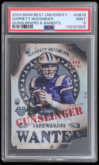 2024 Bowman Best University Gunslingers and Bandits Die Cut Garrett Nussmeier #GB18 PSA 9