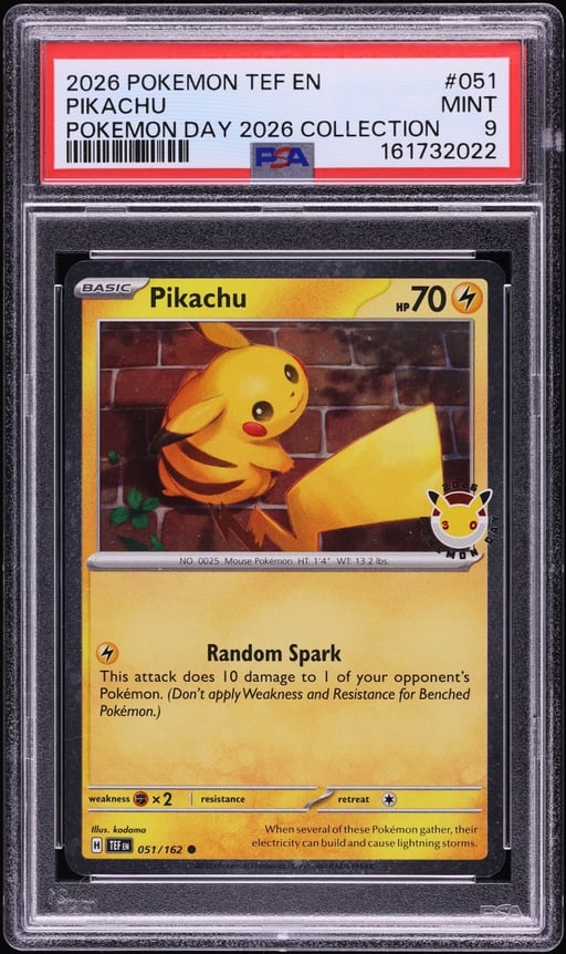 2026 Pokemon Scarlet & Violet Temporal Forces Day Collection Holo Pikachu #51 PSA 9 MINT