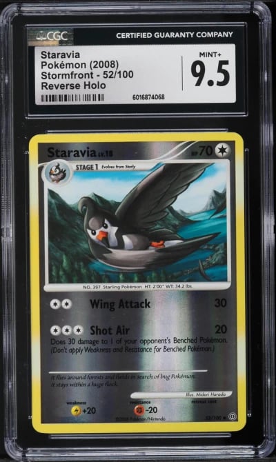 2008 Pokemon Diamond & Pearl Stormfront Reverse Holo Staravia #52 CGC 9.5 MINT+