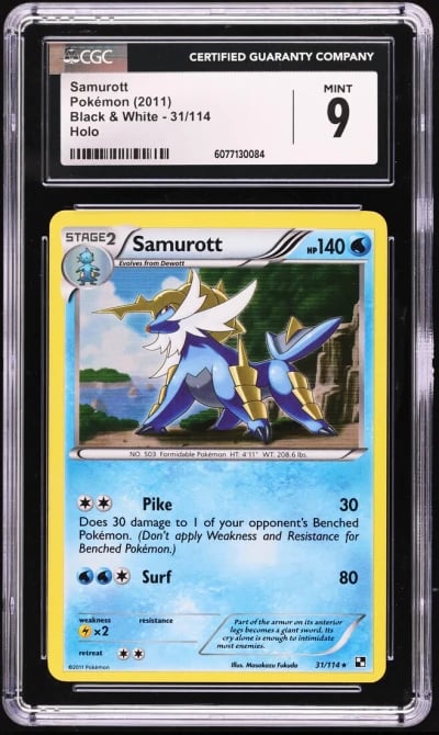 2011 Pokemon Black & White Holo Samurott #31 CGC 9 MINT