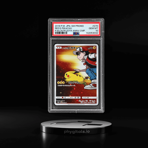 2018 Pokemon Sun and Moon Pokemon Center 20th Anniversary Campaign Promo Japanese Red's Pikachu #270SMP PSA 10