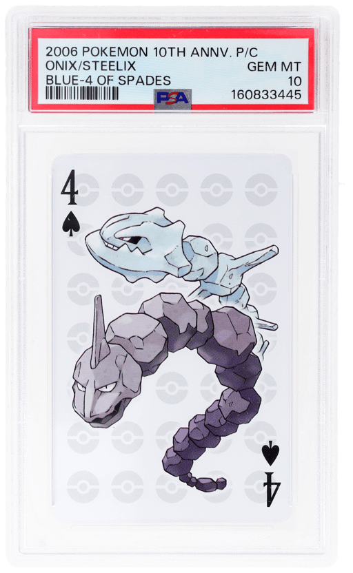 2006 Pokemon Center 10th Anniversary Playing Cards Blue Deck 4 of Spades Onix/Steelix PSA 10