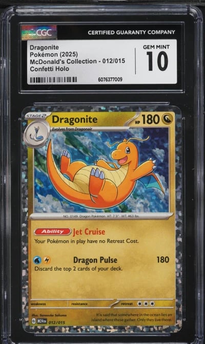 2025 Pokemon SV McDonald's Collection Confetti Holo Dragonite #12 CGC 10 GEM