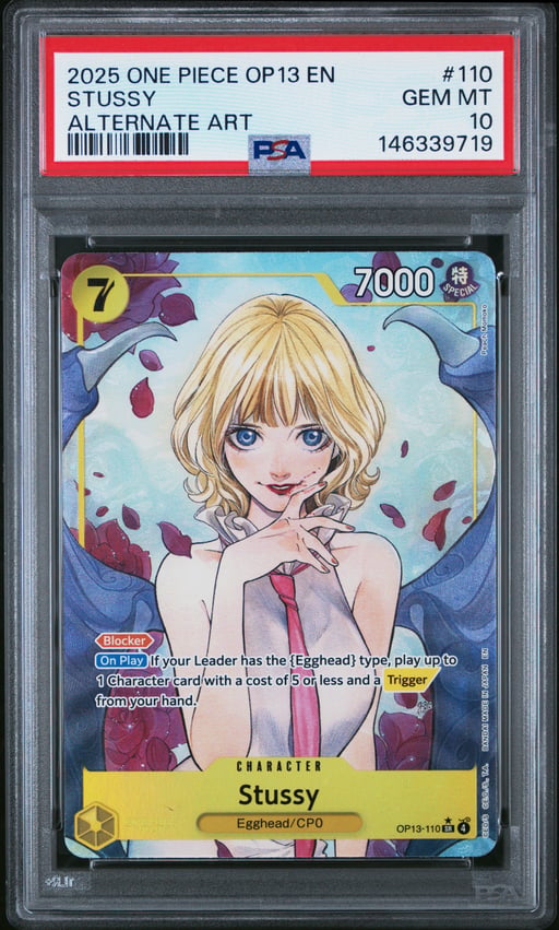2025 ONE PIECE OP13-CARRYING ON HIS WILL 110 STUSSY ALTERNATE ART PSA 10