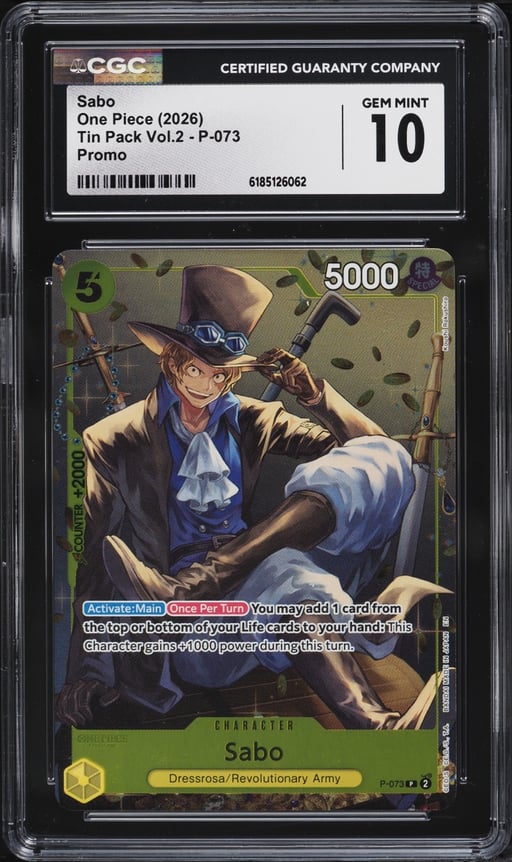 2026 One Piece Promo Tin Pack Vol.2 Alt Art Sabo #P-073 CGC 10 GEM MINT