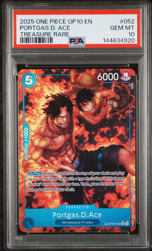 2025 ONE PIECE OP10-ROYAL BLOOD 052 PORTGAS D. ACE TREASURE RARE PSA 10