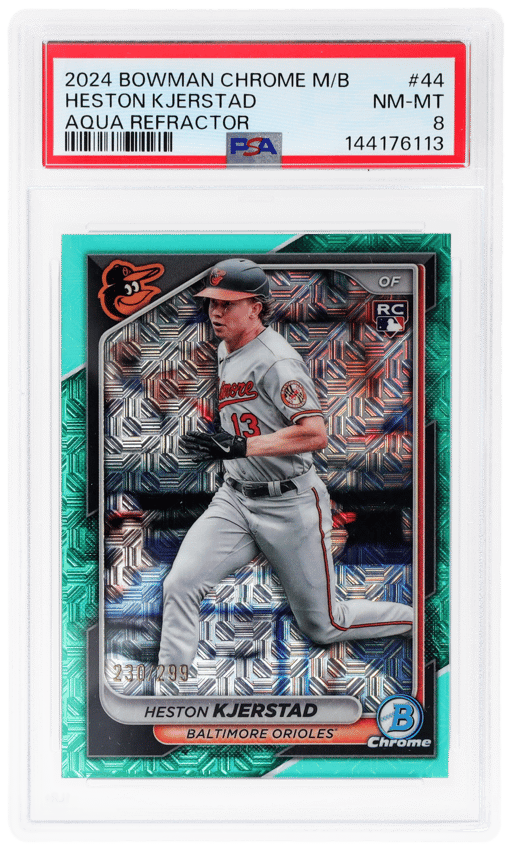 2024 Bowman Chrome Mega Box Aqua Refractor Heston Kjerstad #44 230/299 PSA 8