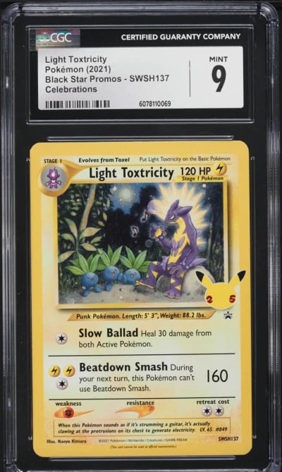 2021 Pokemon SWSH Black Star Promo Celebrations Light Toxtricity #137 CGC 9 MINT