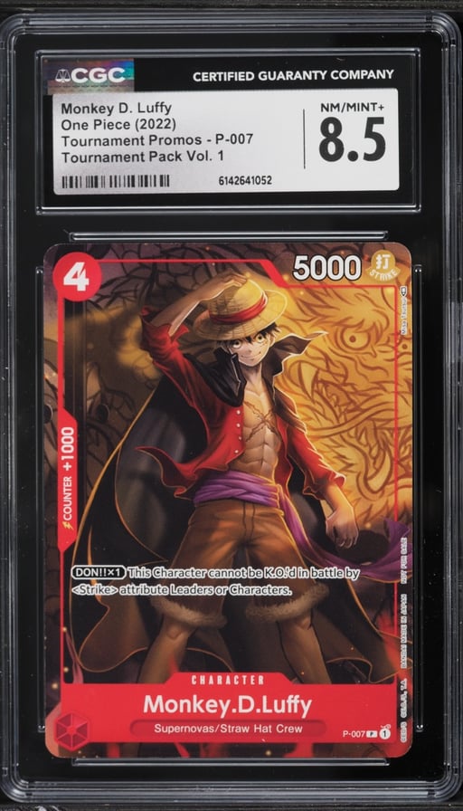 2022 One Piece Tournament Promo Pack Vol 1 Monkey D. Luffy #P-007 CGC 8.5 NM-MT+