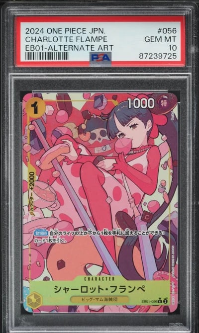 2024 One Piece Japanese Extra Booster Memorial Alt Art Charlotte Flampe PSA 10