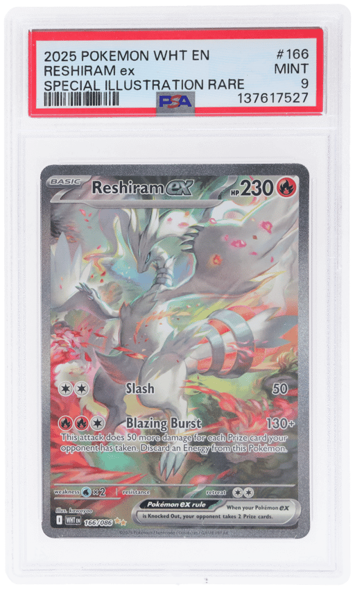 2025 Pokemon Scarlet and Violet White Flare Special Illustration Rare Reshiram Ex #166 PSA 9