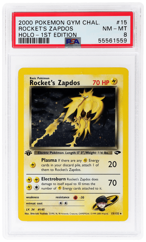 2000 Pokemon Gym Challenge 1st Edition Holo Rocket's Zapdos #15 PSA 8