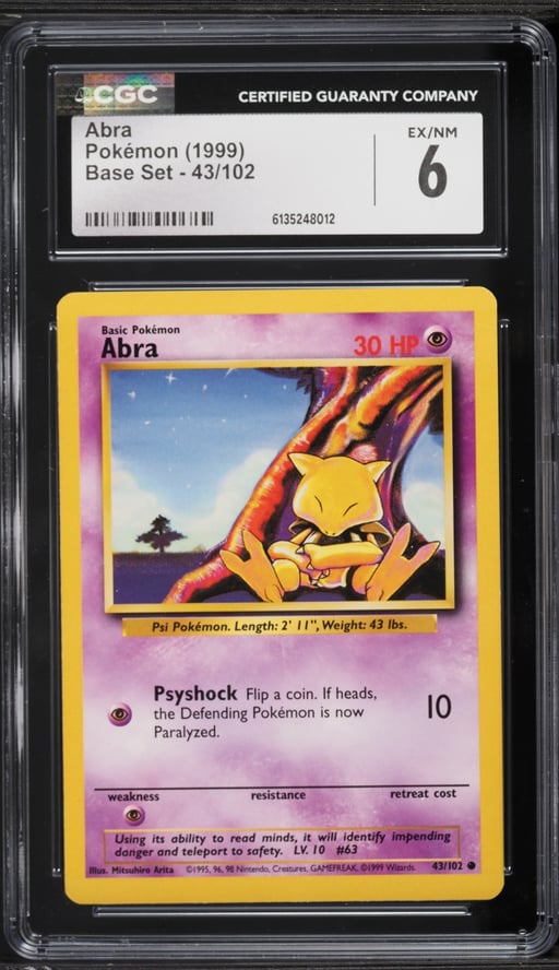 1999 Pokemon Base Set Abra #43 CGC 6 EXMT